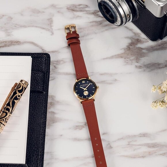 Retro Women Watches Small Dial Analog Quartz Detachable Genuine Leather Strap La - Picture 6 of 6